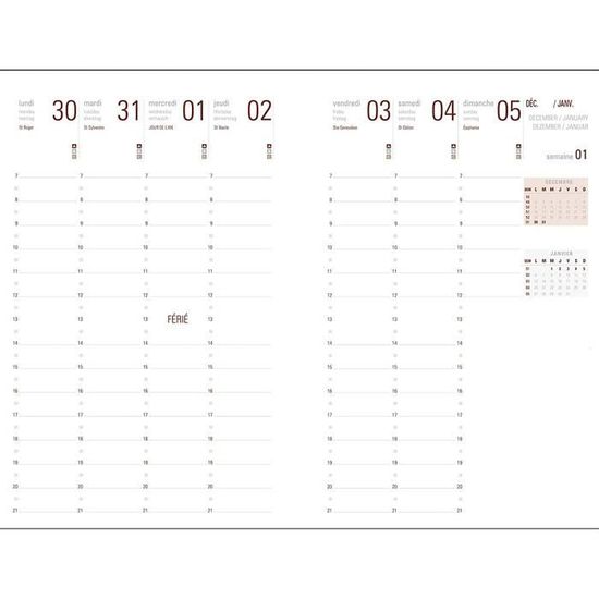 Agenda Flex - 1 semaine sur 2 pages - 16 x 16 cm - émeraude - Oberthur
