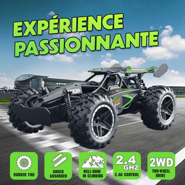 Voiture Télécommandée - AZWIX - Tout Terrain - 20Km/h - 2 Batteries - 360° Rotation