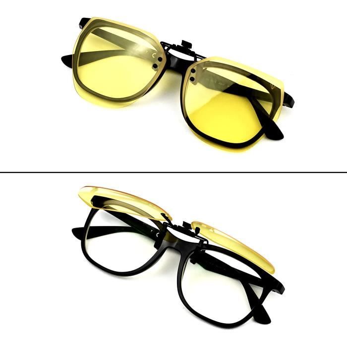 CREYESTAL Clip Lunettes Conduite de Nuit Polarisées, Anti-Eblouissement et  Ultra léger, Surlunettes Verres Jaunes, Homme, Femme, Certifié CE :  : Auto et Moto