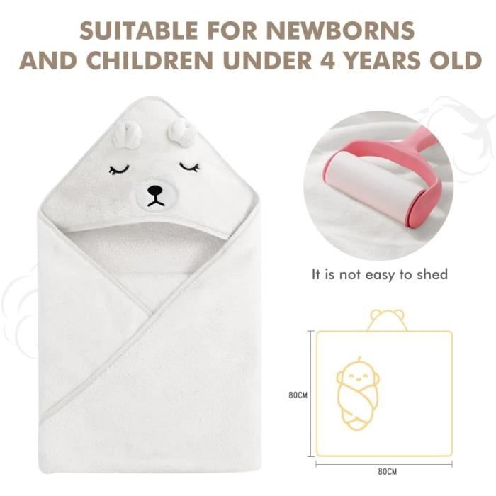 Serviette Bain Bébé à Capuche Stakee – Super Doux Corail – 80 X 80 Cm – Couverture Nouveau-Né Douche – Design Chien Adorable – Hypoallergénique Absorbant – Rose