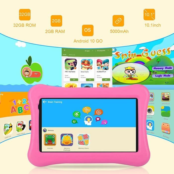 Semeakoko Tablette Enfants 7 Pouces Android 14 Octa-Core 10Go RAM 64Go ROM - Contrôle Parental - Bleu