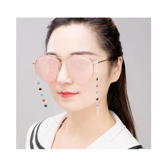 Chaîne Lunettes Élégante Pour Femme - 2 Cordon Réglables Anti-Glisse - Argent & Or Rose - Accessoire Pratique