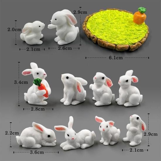 PD06576-Figurine de pâques lapin blanc. Micro paysage. bricolage