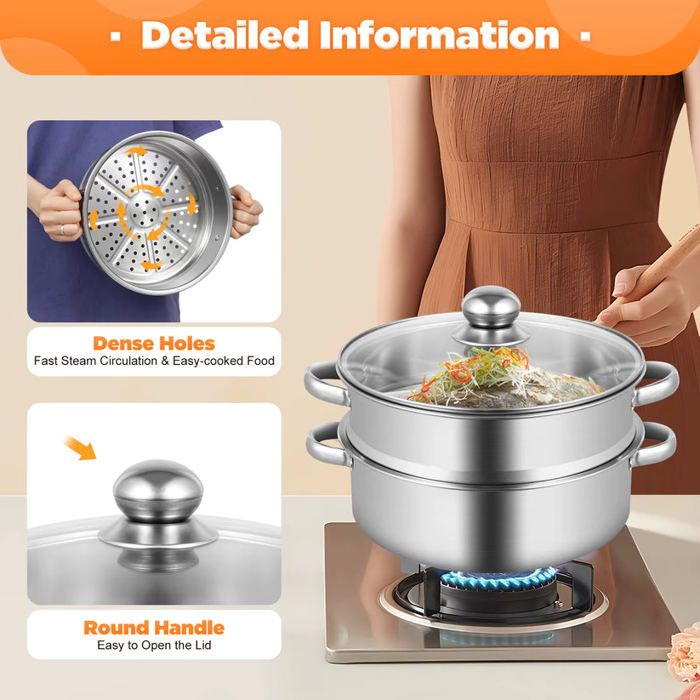 Cuiseur Vapeur Inox 5 Niveaux Ø24 cm Panier Vapeur Empilable Cuisine — free download