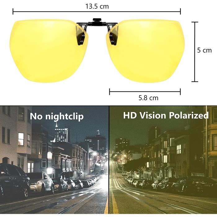 Clip lunettes de nuit polarisé pas cher, surlunettes jaune livré 48h!