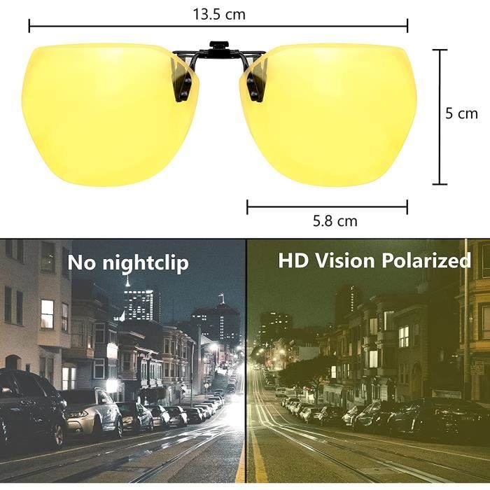Clip Lunettes Conduite de Nuit Polarisees Anti Eblouissement et Ultra leger Surlunettes Verres Jaunes Homme Femme Certifi 555 Achat Vente lunettes de soleil Cdiscount