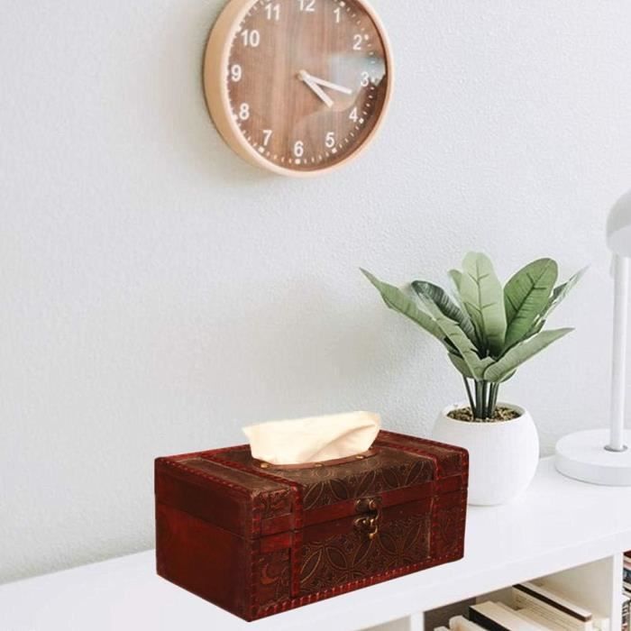 Boîte à mouchoirs cubique en bois - Objets pour décorer le bureau