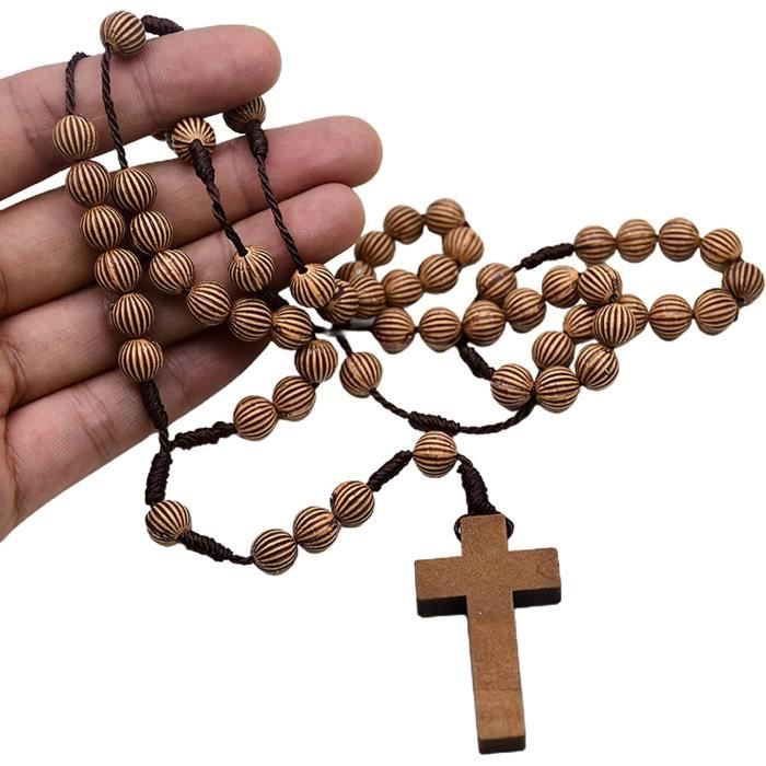 perfk Pendentif en bois Chrétien Religieux Prière Debout Croix fait à la  main pour Memorial Church Baptême, brun
