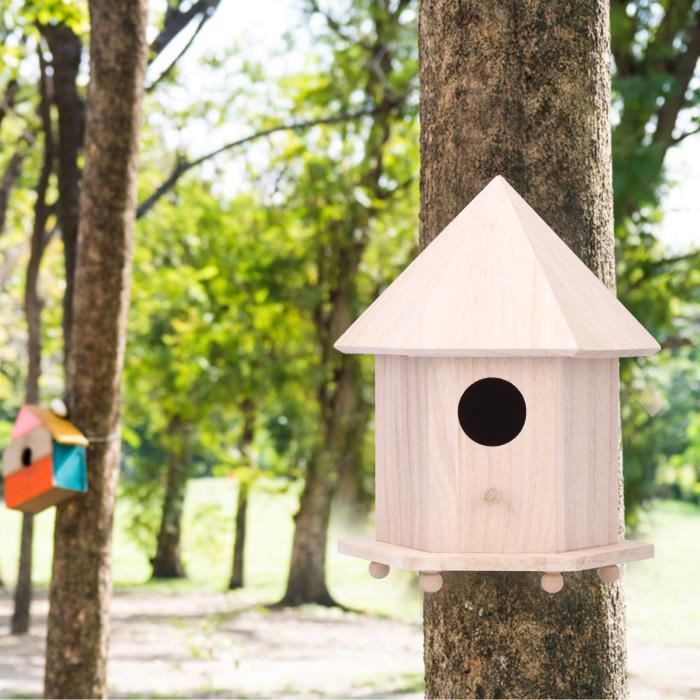 Kit de 4 Nichoirs Oiseaux Cabane à Oiseaux Maison en Bois Rustique Deco  Jardin - Cdiscount