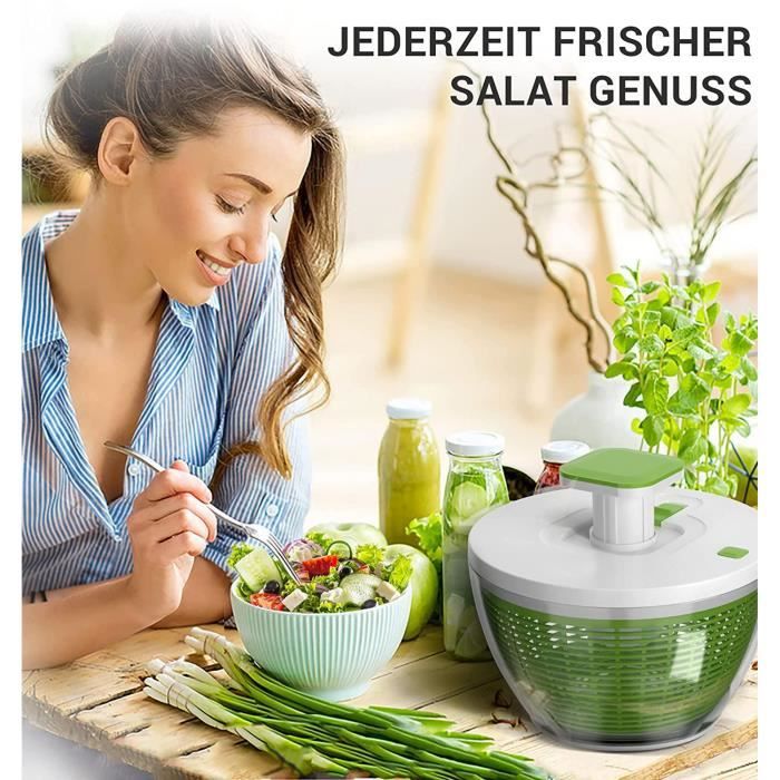 Essoreuse à Salade KitchenCraft Avec Manivelle - 22,5 Cm - Sans BPA - Lavable Au Lave-vaisselle - 7