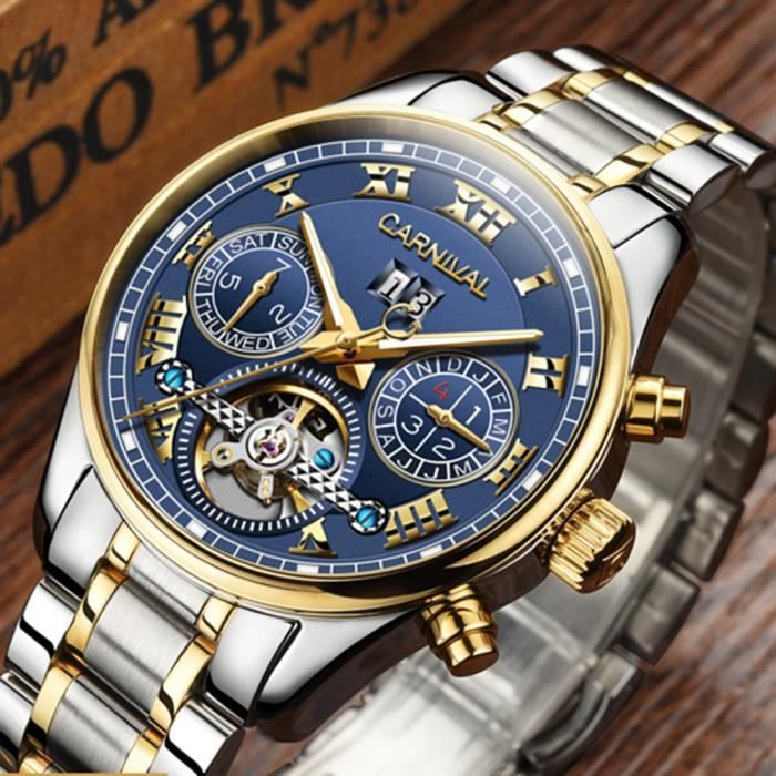 CARNIVAL Original Montres Hommes Marque De Luxe Automatique