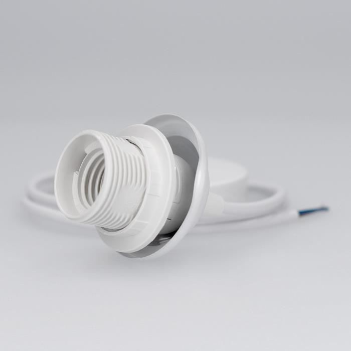 kwmobile Douille de lampe E27 - Douille avec bague de fixation plafond pour  suspension ampoule - Câble blanc anneau de fixation et cordon 80 cm :  : Luminaires et Éclairage