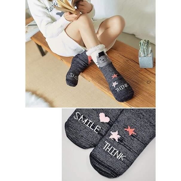 Chaussettes D'intérieur RenFo – Femme – Antidérapantes, Doublées Polaire – Hiver – Lot