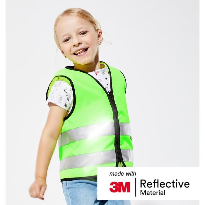 MSemis Gilet De Haute Visibilité Pour Garçon Et Fille - Sécurité Standard Sans Manches, Réfléchissant Zippé, Signalisation, Travail - 3-12 Ans, Jaune Fluo - B 3-4 Ans