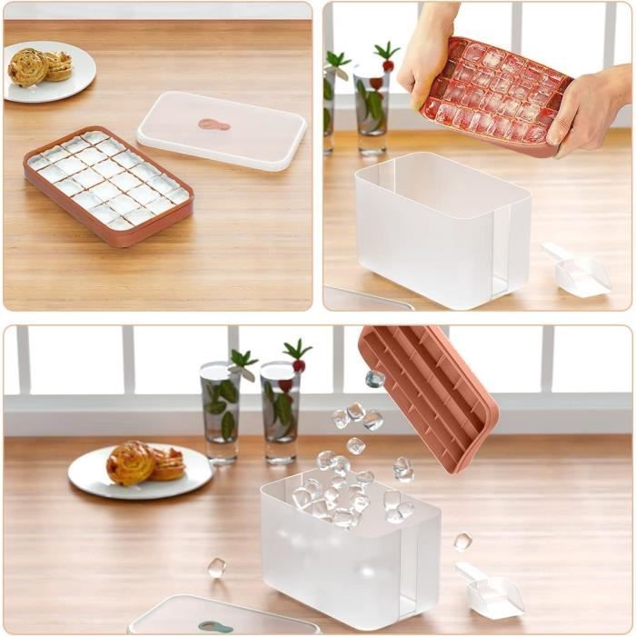 4 Bacs à Glaçons En Silicone Avec Couvercle - Faciles à Démouler, Sans BPA, Empilables | Parfaits Pour Cocktails, Whisky, Jus
