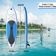 Stand up paddle gonflable 300 x 76 x 10cm Planche de surf portable avec pagaie, leash, pompe et sac de transport, support de caméra-3