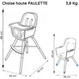 Chaise Haute évolutive - Dès 6 mois jusqu'à 5 ans - Coussin réversible - Plateau réglable - Fabriquée en France -3 couleurs-3
