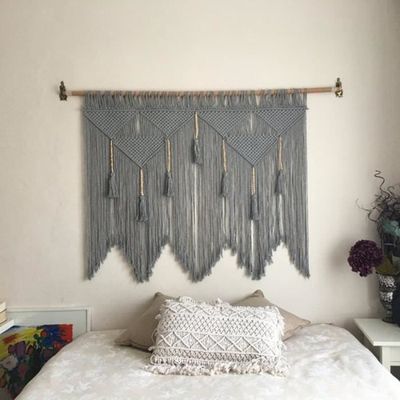 Décoration murale,Lune et étoile macramé tenture murale tapisserie Boho