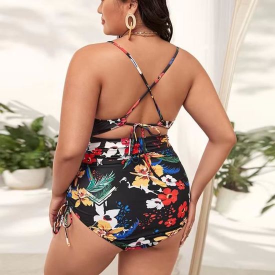 Maillot De Bain 1 Pièce Femme Push-up - Col En V - Taille S à 3XL (Nylon/élasthanne) Maillot De Bain Grande Taille Femme