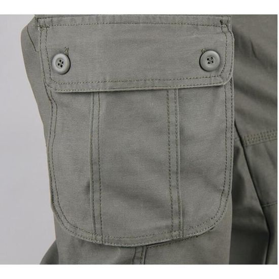 Pantalon homme cargo multi poches pantalons de travail en coton style  militaire hommes sports de combat durable multi-occasions Vert armé -  Cdiscount Prêt-à-Porter
