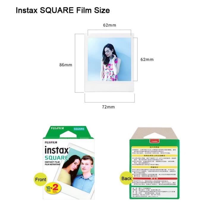 20 Feuilles papier Photo carr blanc Film instantan pour