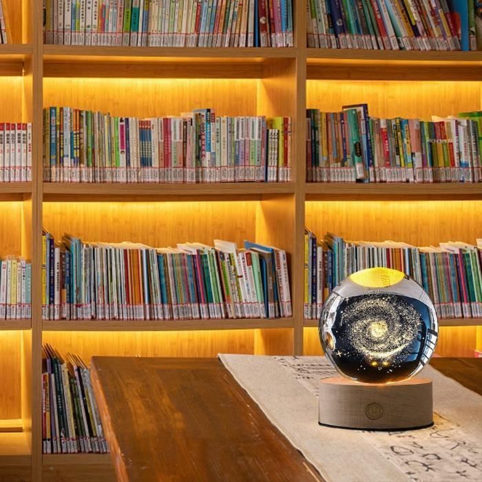 Hochance Veilleuse 3D En Forme De Galaxie Avec Boule De Cristal Multicolore - Idée Cadeau Pour Petit Ami, Mari, Lui, Univers Planète - Cadeaux Sympas Pour Pères, Enfants, Garçons
