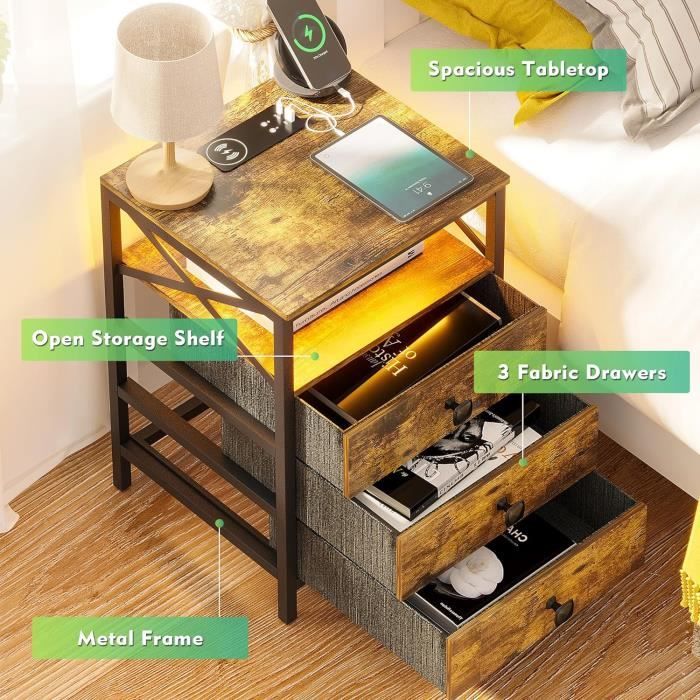 Table De Chevet Intelligente LED – USB & Couleurs Variables – Multifonction Design
