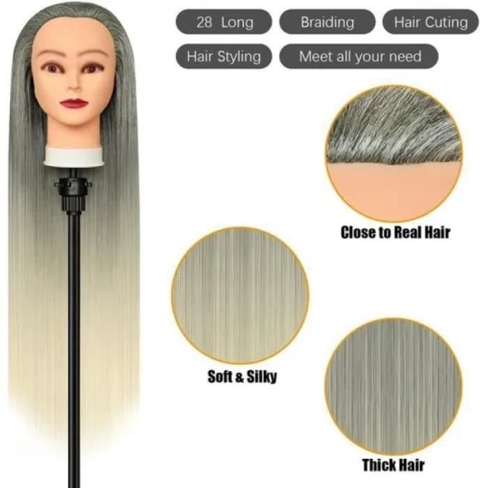 Tete a Coiffer, 28 inch 100% de Cheveux Synthétiques Têtes dexercic