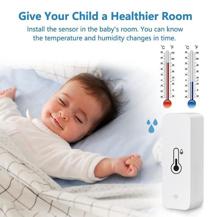 Hygromètre WiFi Smart Thermomètre, mini capteur numérique de température &  d'humidité intérieure, capteur d'humidité à température a - Cdiscount Jardin