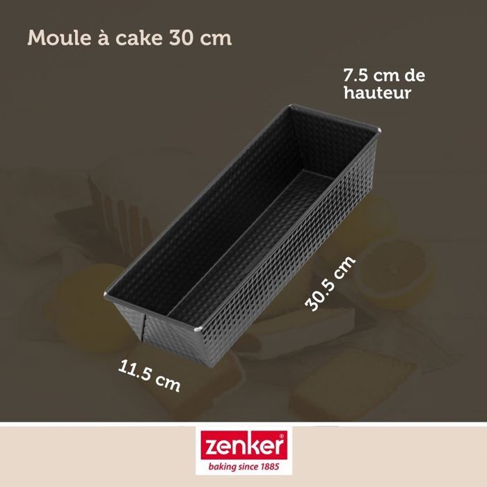 Zenker Moule à Cake En Acier Inoxydable Noir - Antiadhésif Parfait Pour Pâtisserie Maison | 35,5 X 11,5 Cm