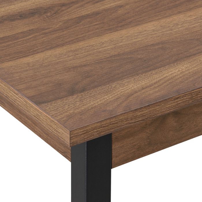 Table De Salle à Manger Extensible 120-180 Cm - Design Moderne, Aspect Noyer, Pieds En Fer