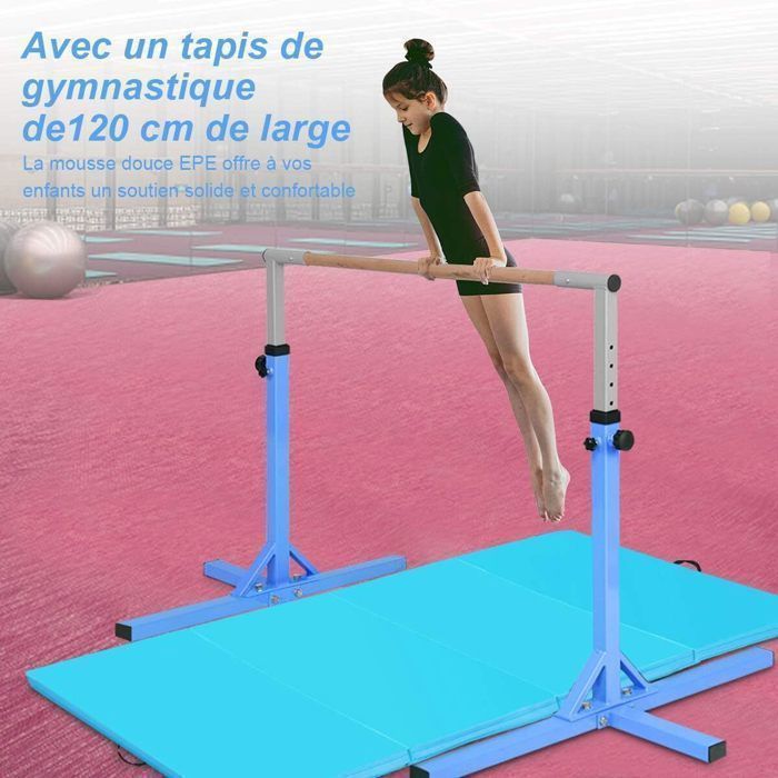 Barre Sport Enfant Capacité 150kg Barre De Gymnastique Enfant - Réglable Hauteur, Capacité 150kg, 3-6 Ans Poutre Gymnastique Pliable