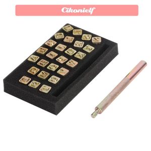Kit de poinçonnage en métal de 64 pièces, ensemble de tampons de chiffres et de lettres de 3 mm, comprenant des poinçons de polices artistiques majuscules, minuscules, de chiffres et de tampons