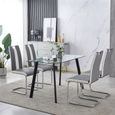 AKALNNY Lot de 2 chaises de salle à manger - Simili gris et blanc - Style contemporain - chaise de bueau-0