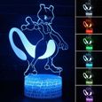 3D Mewtwo Lampe Pokemon GO Illusoire Veilleuse LED 7 Couleurs Télécommande Touch Chambre Décoration Lampe de Table Enfant ED4815-0