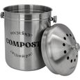 Composteur de cuisine 5L Inox Linxor - Bac à compost - Double filtre - Design poubelle américaine-0