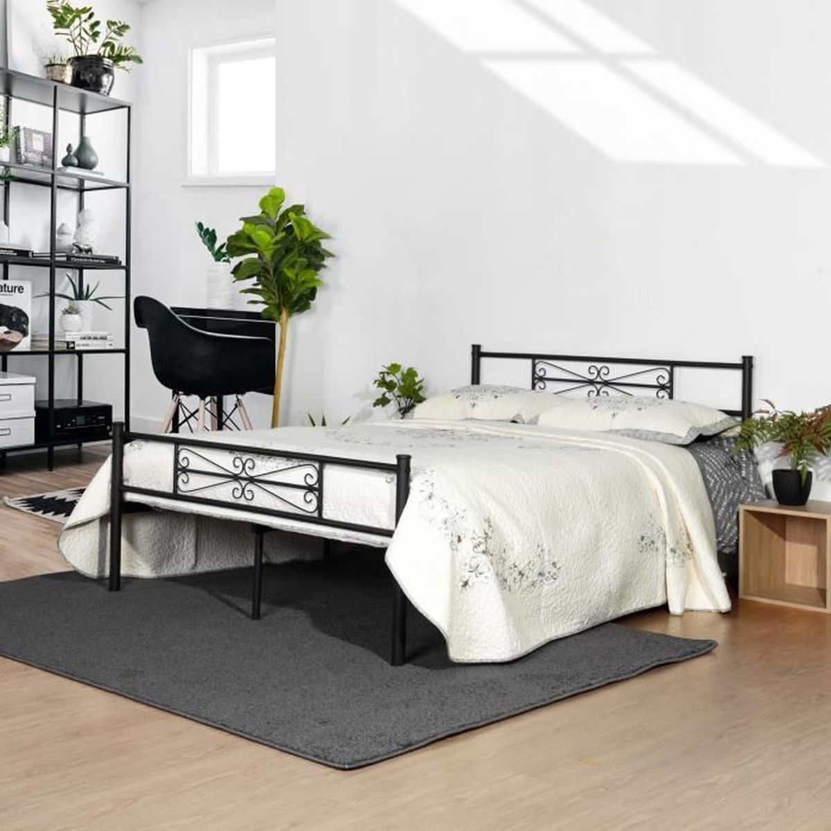 Dorafair Lit Adulte 140x190 Cm Lit Double En Metal Design Cadre