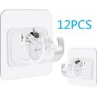 KAKOO 12Pcs Support Rideau Sans Percage, Support de Tringle à Rideau Auto Adhésif, Crochets Transparent pour Rideaux ou Porte-Serviettes