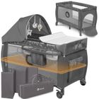 Lit parapluie 3en1 - LIONELO Sven Plus - Parc bébé - Table à langer - Moustiquaire - Matelas - 0-36 mois - Gris