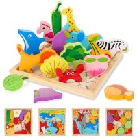 Puzzle enfant 3 ans, 4 paquets de jouets d'apprentissage Montessori pour enfants d'âge préscolaire à partir de 3 ans