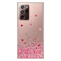 Coque en silicone imprimée compatible Samsung Galaxy Note 20 Ultra Confettis de Coeurs Rose