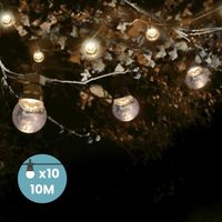 Guirlande Guinguette LED 10M Transparente - SKYLANTERN - 10 ampoules - Extérieur