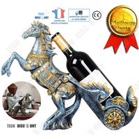 TD® Porte-bouteille vin mural bois original cheval design isotherme meuble cuisine en résine rétro luxueux poli cadeau décoration