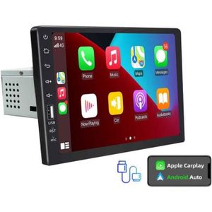 AUTORADIO carplay - autoradio avec écran tactile 9 pouces, lecteur multimédia vidéo, 1 din, Carplay, Bluetooth, USB, sy