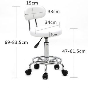 Tabouret roulant moderne en cuir PU avec dossier bas