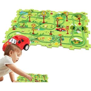 PUZZLE Puzzle Track Car Play Set,DIY Assembling Electric 