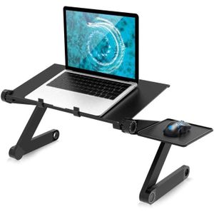 Plateau r/églable pour ordinateur portable de lit Lapdesk en bambou Canap/é-lit Plateau de repas de travail Table dordinateur portable pliante portable avec tiroir et trous de refroidissement