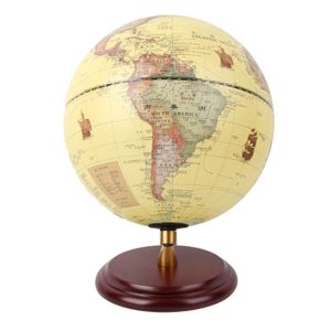GLOBE TERRESTRE Globe éducatif 3D antique avec lumière - XUY - 25 cm - Rechargeable USB - Acajou non toxique