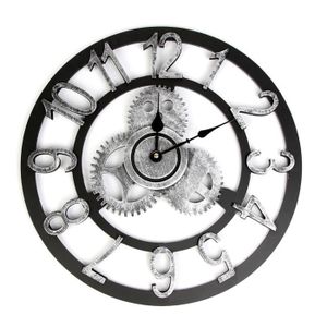Horloge Murale Silencieuse pour Cuisine Salon Chambre Bureau TETAKE 40cm Horloge Murale Noire Vintage Pendule en M/étal