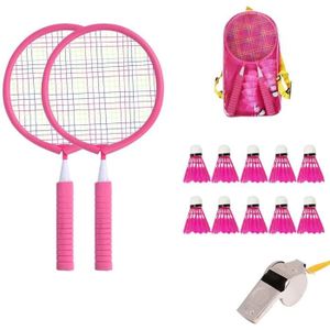 KIT BADMINTON badminton enfant set, avec 10 badmintons un 1 sifflet, badminton set pour enfants avec sifflet jeu de sport raquettes de badminton